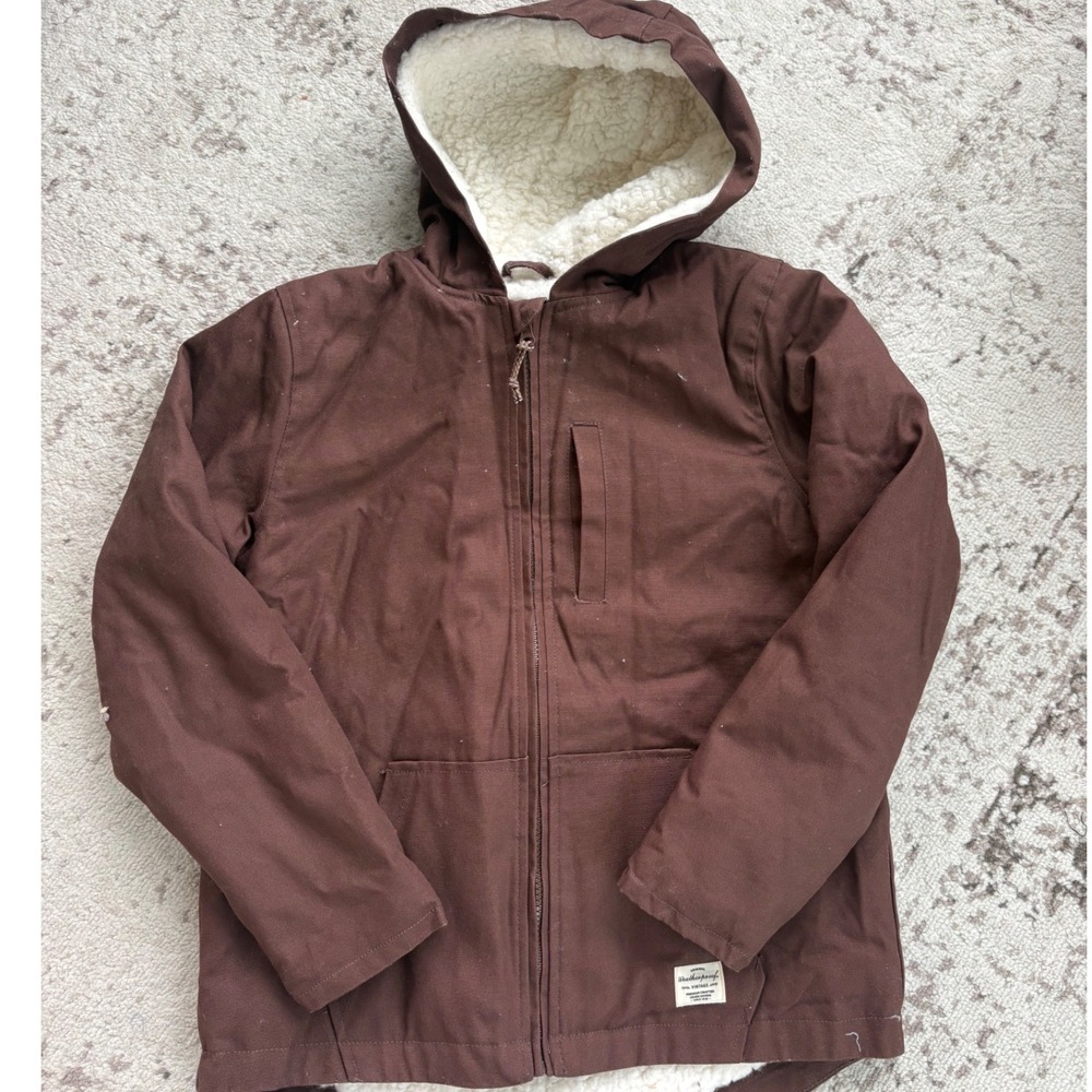 Weatherproof Vintage‎ Kids Sherpa Lined Canvas Jacket Brown sz medium coat 10/12